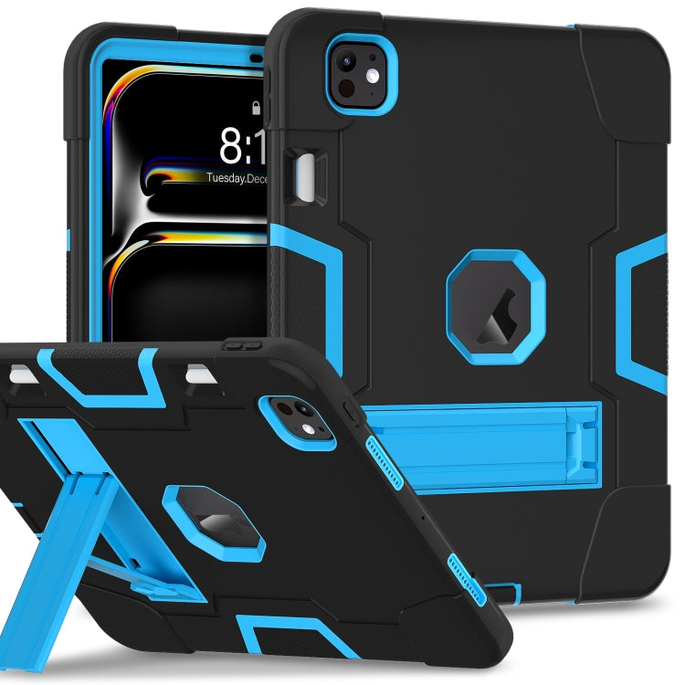 For iPad Pro 11 2024 Contrast Color Silicone Acrylic PC Tablet Case with Holder(Black Blue) - iPad Pro 11 2024 Cases by PMC TechLife | Online Shopping South Africa | PMC TechLife | Buy Now Pay Later Mobicred