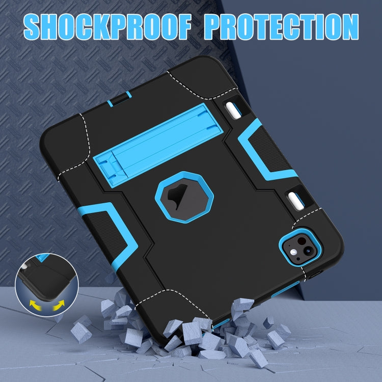 For iPad Pro 11 2024 Contrast Color Silicone Acrylic PC Tablet Case with Holder(Black Blue) - iPad Pro 11 2024 Cases by PMC TechLife | Online Shopping South Africa | PMC TechLife | Buy Now Pay Later Mobicred