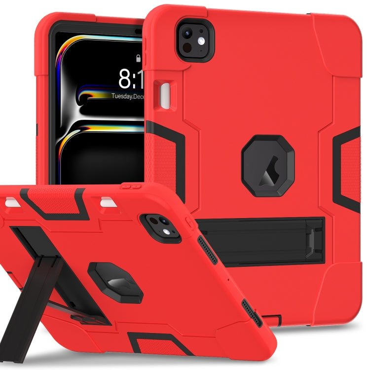 For iPad Pro 11 2024 Contrast Color Silicone Acrylic PC Tablet Case with Holder(Red Black) - iPad Pro 11 2024 Cases by PMC TechLife | Online Shopping South Africa | PMC TechLife | Buy Now Pay Later Mobicred