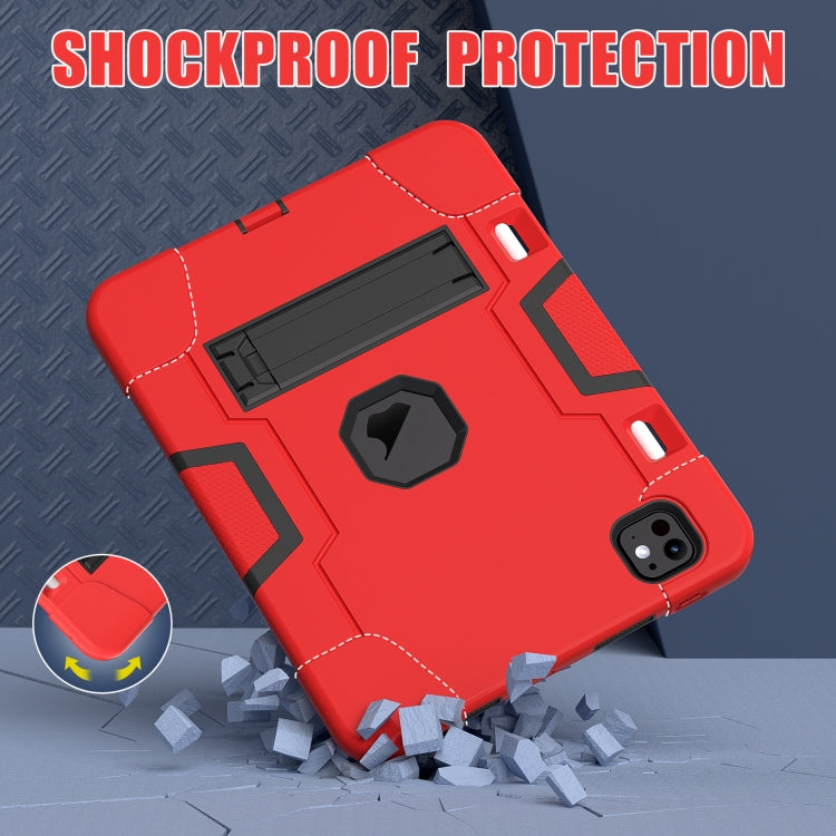 For iPad Pro 11 2024 Contrast Color Silicone Acrylic PC Tablet Case with Holder(Red Black) - iPad Pro 11 2024 Cases by PMC TechLife | Online Shopping South Africa | PMC TechLife | Buy Now Pay Later Mobicred