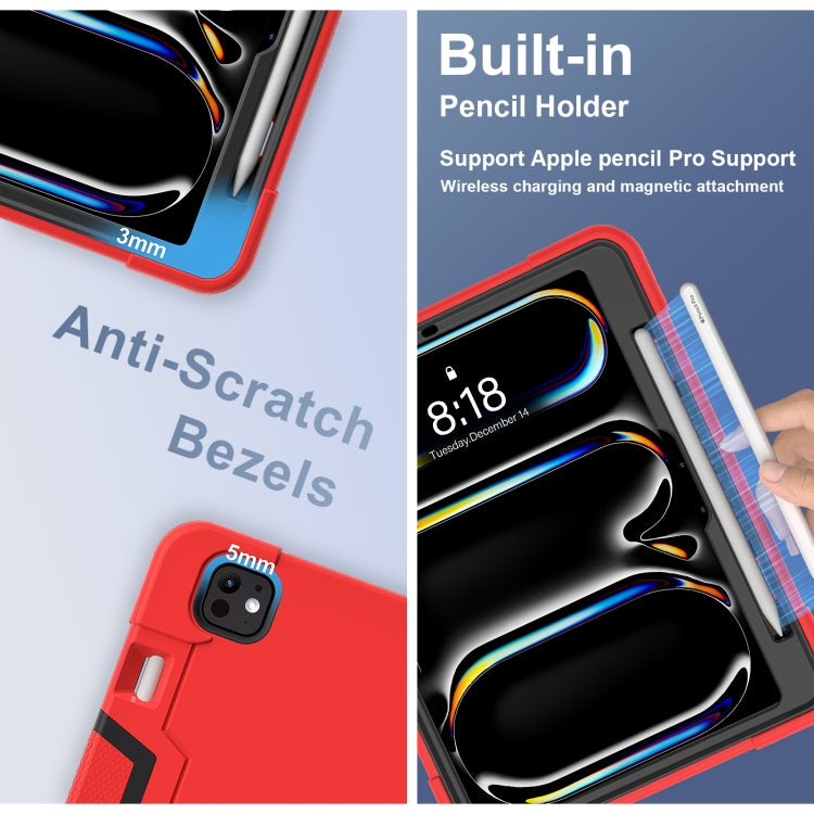 For iPad Pro 11 2024 Contrast Color Silicone Acrylic PC Tablet Case with Holder(Red Black) - iPad Pro 11 2024 Cases by PMC TechLife | Online Shopping South Africa | PMC TechLife | Buy Now Pay Later Mobicred