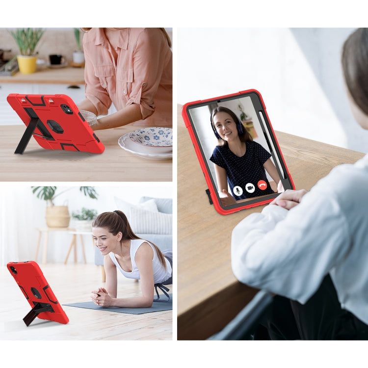 For iPad Pro 11 2024 Contrast Color Silicone Acrylic PC Tablet Case with Holder(Red Black) - iPad Pro 11 2024 Cases by PMC TechLife | Online Shopping South Africa | PMC TechLife | Buy Now Pay Later Mobicred