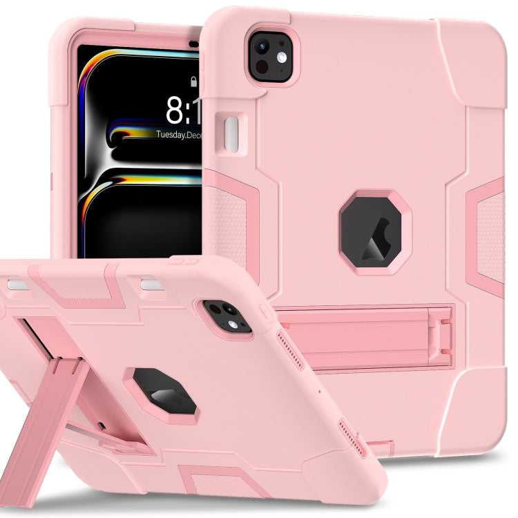 For iPad Pro 11 2024 Contrast Color Silicone Acrylic PC Tablet Case with Holder(Rose Gold) - iPad Pro 11 2024 Cases by PMC TechLife | Online Shopping South Africa | PMC TechLife | Buy Now Pay Later Mobicred