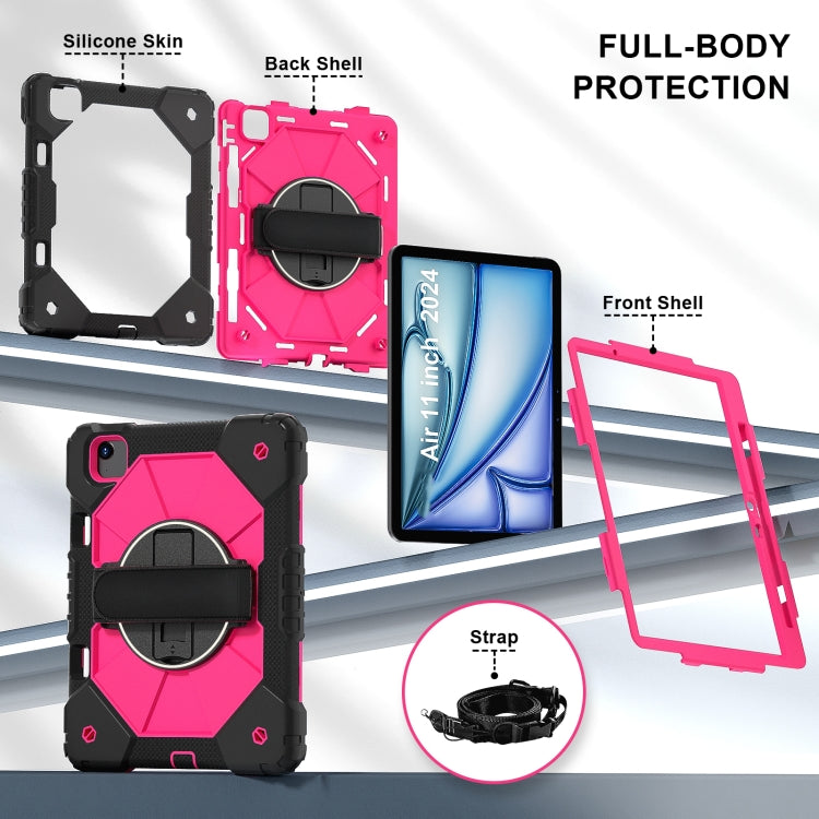 For iPad Air 11 2024 Contrast Color Robot Silicone Hybrid PC Tablet Case(Black Rose Red) - iPad Air 11 2024 Cases by PMC TechLife | Online Shopping South Africa | PMC TechLife | Buy Now Pay Later Mobicred