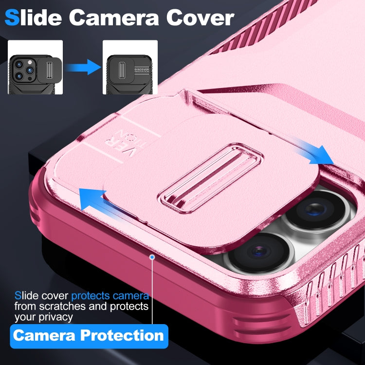 For iPhone 16 Pro Sliding Camshield Phone Case(Pink + Rose Red) - free shipping - PMC Jewellery - Order now!