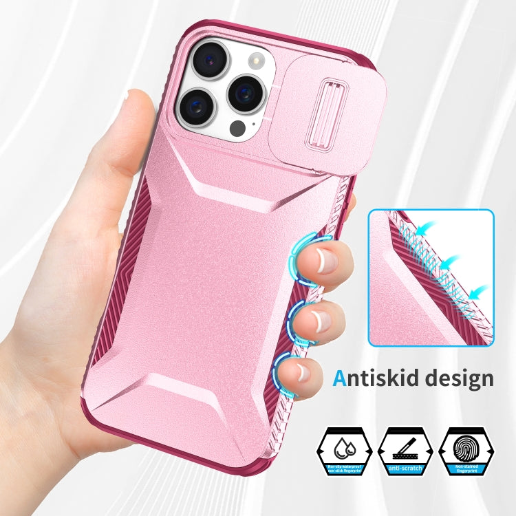 For iPhone 16 Pro Sliding Camshield Phone Case(Pink + Rose Red) - free shipping - PMC Jewellery - Order now!