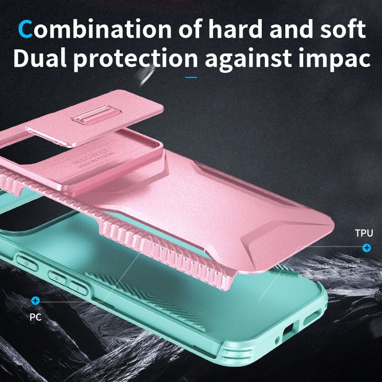 For Google Pixel 10 Pro XL / 9 Pro XL Sliding Camshield Phone Case(Pink + Grey Green) - Google Cases by PMC TechLife | Online Shopping South Africa | PMC TechLife | Buy Now Pay Later Mobicred