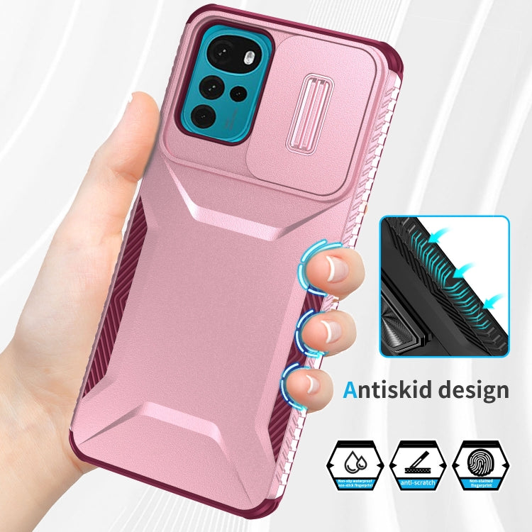 For Motorola Moto G22 2024 Sliding Camshield Phone Case(Pink + Rose Red) - Motorola Cases by PMC Jewellery | Online Shopping South Africa | PMC Jewellery | Buy Now Pay Later Mobicred