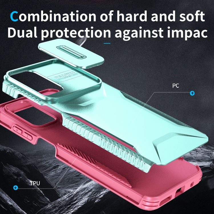 For Motorola Moto G22 2024 Sliding Camshield Phone Case(Grey Green + Pink) - Motorola Cases by PMC Jewellery | Online Shopping South Africa | PMC Jewellery | Buy Now Pay Later Mobicred