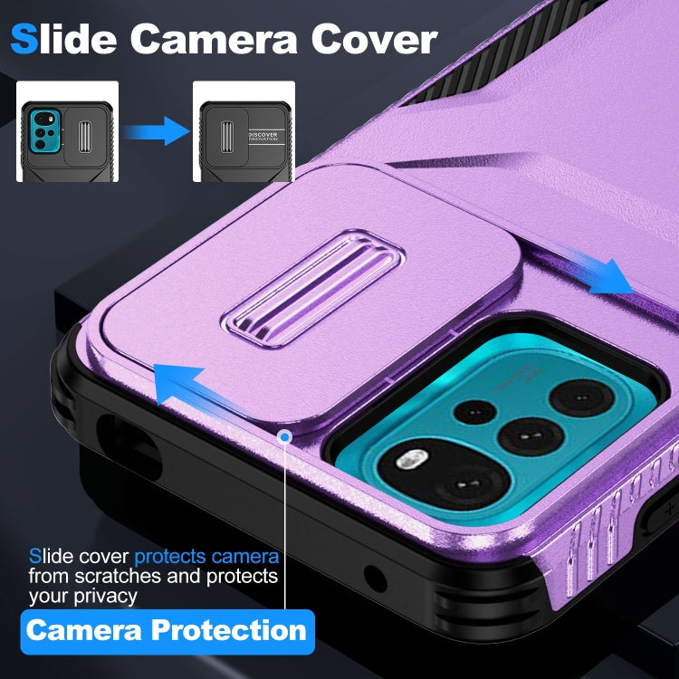 For Motorola Moto G22 2024 Sliding Camshield Phone Case(Purple) - free shipping - PMC Jewellery - Order now!