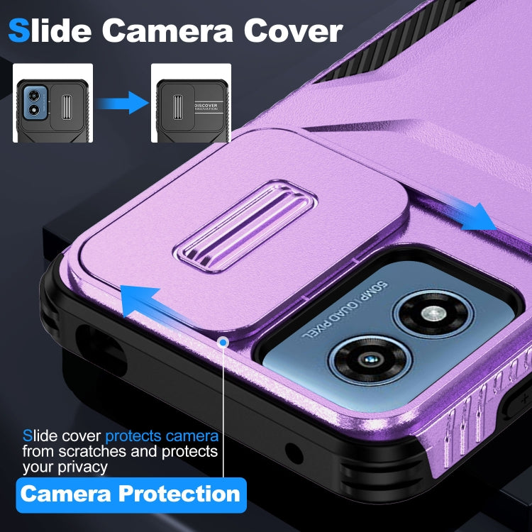 For Motorola Moto G Play 4G 2024 Sliding Camshield Phone Case(Purple) - Motorola Cases by PMC Jewellery | Online Shopping South Africa | PMC Jewellery | Buy Now Pay Later Mobicred