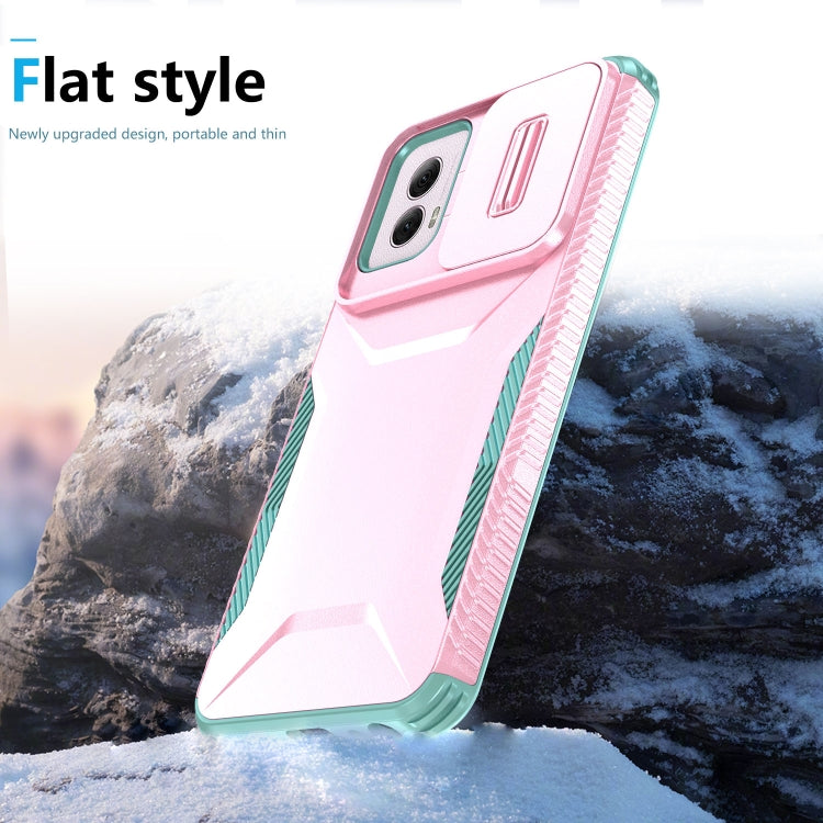 For Motorola Moto G Power 5G 2024 Sliding Camshield Phone Case(Pink + Grey Green) - Motorola Cases by PMC Jewellery | Online Shopping South Africa | PMC Jewellery | Buy Now Pay Later Mobicred