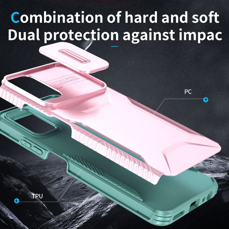 For Motorola Moto G Power 5G 2024 Sliding Camshield Phone Case(Pink + Grey Green) - Motorola Cases by PMC Jewellery | Online Shopping South Africa | PMC Jewellery | Buy Now Pay Later Mobicred