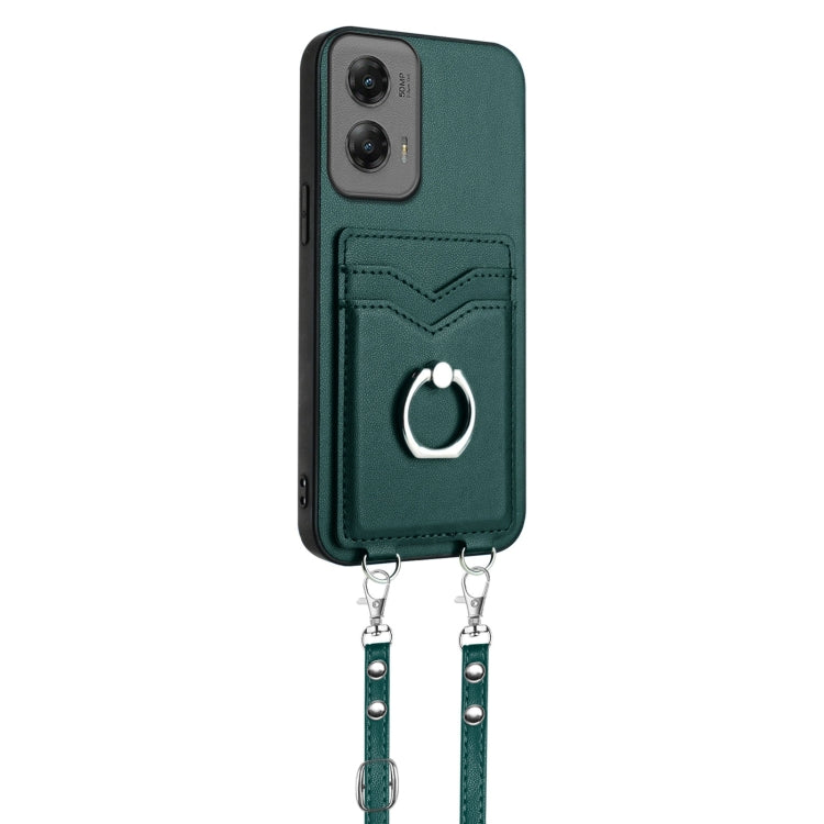 For Motorola Moto G Stylus 5G 2024 R20 Crossbody Rope Ring Card Holder Phone Case(Green) - Motorola Cases by PMC Jewellery | Online Shopping South Africa | PMC Jewellery | Buy Now Pay Later Mobicred