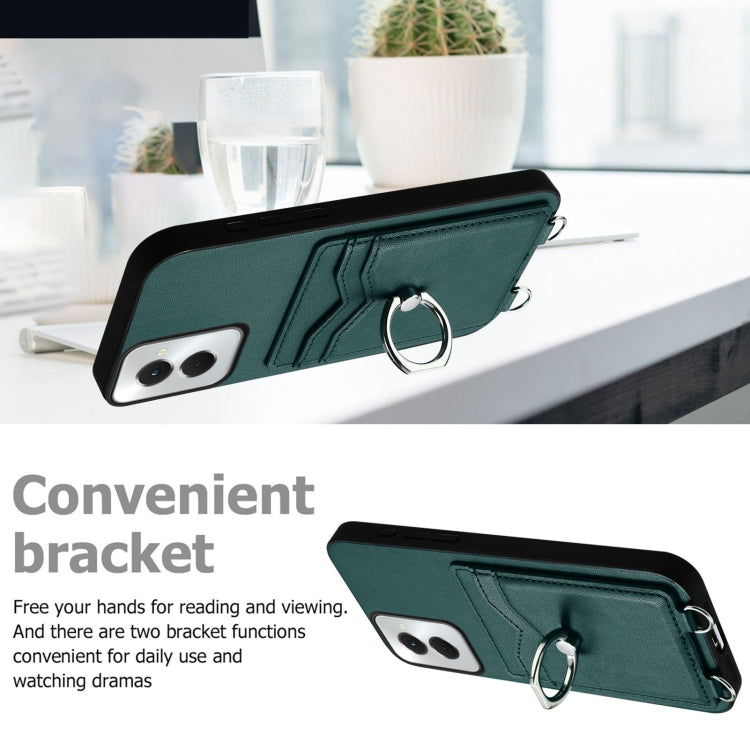 For Motorola Moto G Stylus 5G 2024 R20 Crossbody Rope Ring Card Holder Phone Case(Green) - Motorola Cases by PMC Jewellery | Online Shopping South Africa | PMC Jewellery | Buy Now Pay Later Mobicred