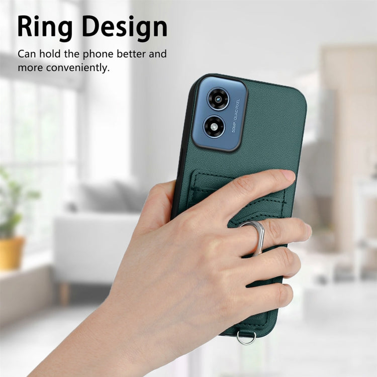 For Motorola Moto G Play 2024 4G R20 Crossbody Rope Ring Card Holder Phone Case(Green) - free shipping - PMC Jewellery - Order now!