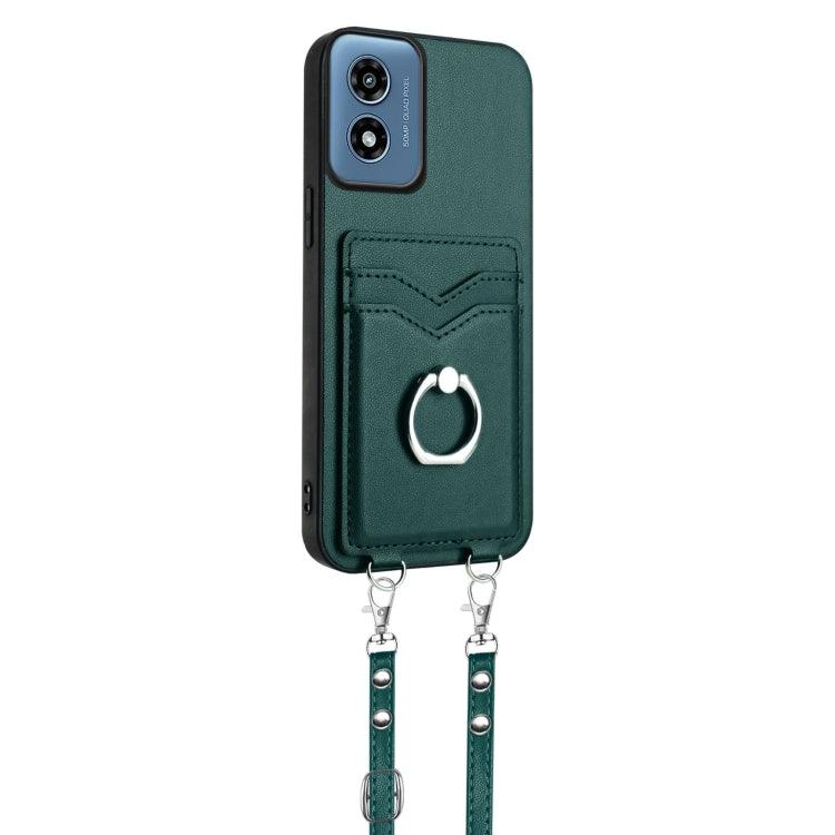 For Motorola Moto G Play 2024 4G R20 Crossbody Rope Ring Card Holder Phone Case(Green) - free shipping - PMC Jewellery - Order now!
