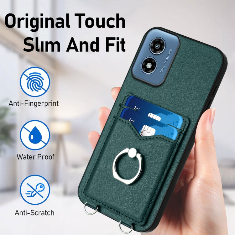 For Motorola Moto G Play 2024 4G R20 Crossbody Rope Ring Card Holder Phone Case(Green) - free shipping - PMC Jewellery - Order now!