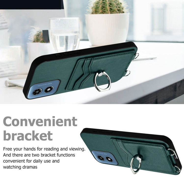 For Motorola Moto G Play 2024 4G R20 Crossbody Rope Ring Card Holder Phone Case(Green) - free shipping - PMC Jewellery - Order now!