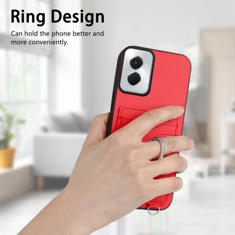 For Motorola Moto G Power 5G 2024 R20 Crossbody Rope Ring Card Holder Phone Case(Red) - Motorola Cases by PMC Jewellery | Online Shopping South Africa | PMC Jewellery | Buy Now Pay Later Mobicred