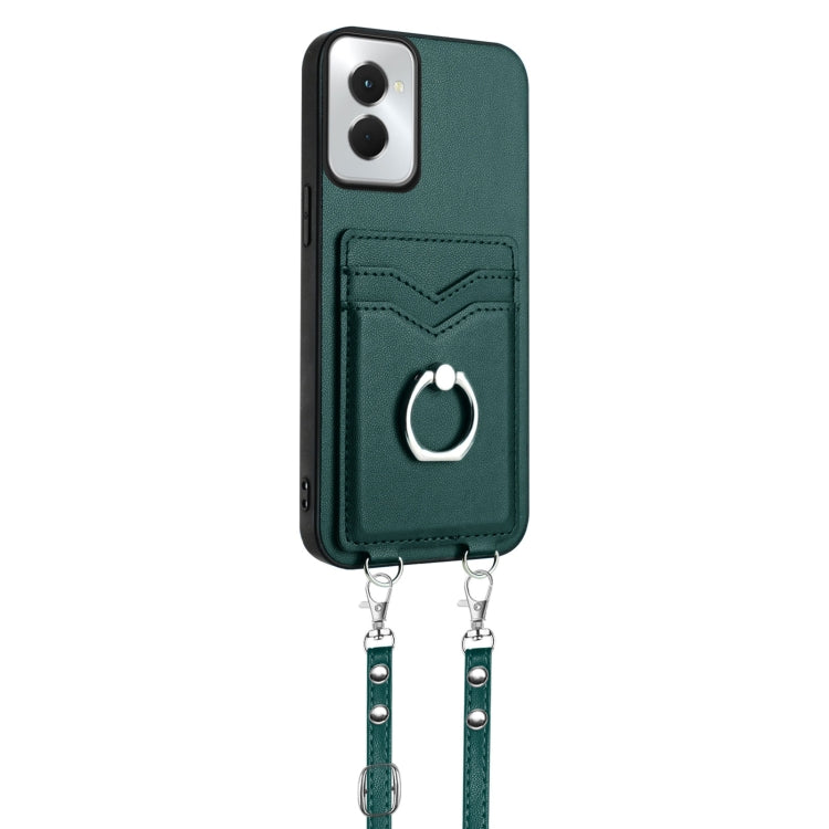 For Motorola Moto G Power 5G 2024 R20 Crossbody Rope Ring Card Holder Phone Case(Green) - Motorola Cases by PMC Jewellery | Online Shopping South Africa | PMC Jewellery | Buy Now Pay Later Mobicred