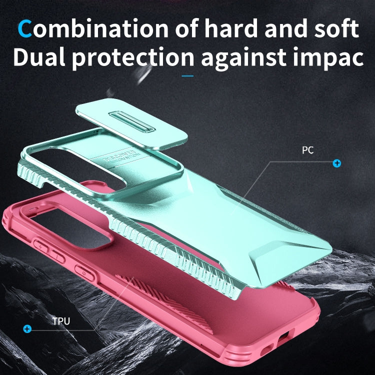 For Samsung Galaxy S25 5G / S24 5G Sliding Camshield Phone Case(Grey Green + Pink) - Galaxy S24 5G Cases by PMC Jewellery | Online Shopping South Africa | PMC Jewellery | Buy Now Pay Later Mobicred
