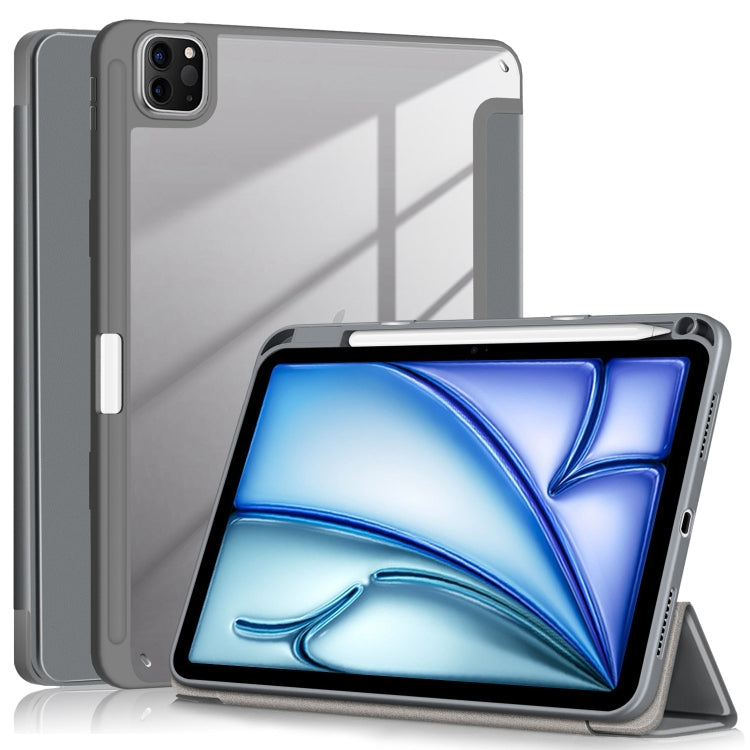 For iPad Air 11 2024 / Pro 11 2022 Acrylic 3-Fold Smart Leather Tablet Case(Grey) - iPad Air 11 2025 / 2024 Cases by PMC TechLife | Online Shopping South Africa | PMC TechLife | Buy Now Pay Later Mobicred