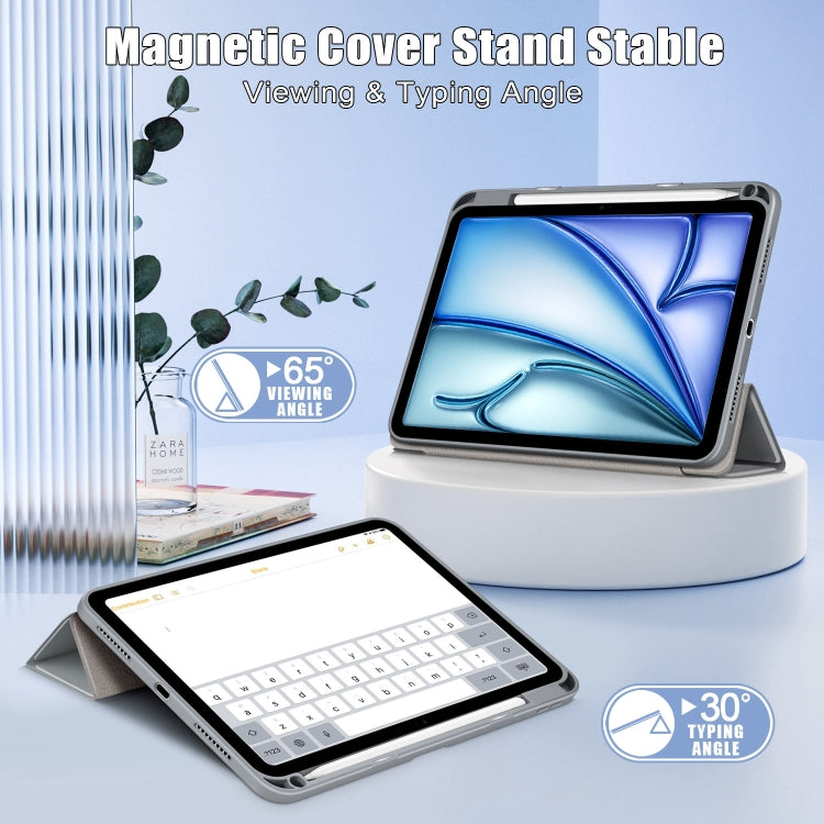 For iPad Air 11 2024 / Pro 11 2022 Acrylic 3-Fold Smart Leather Tablet Case(Grey) - iPad Air 11 2025 / 2024 Cases by PMC TechLife | Online Shopping South Africa | PMC TechLife | Buy Now Pay Later Mobicred
