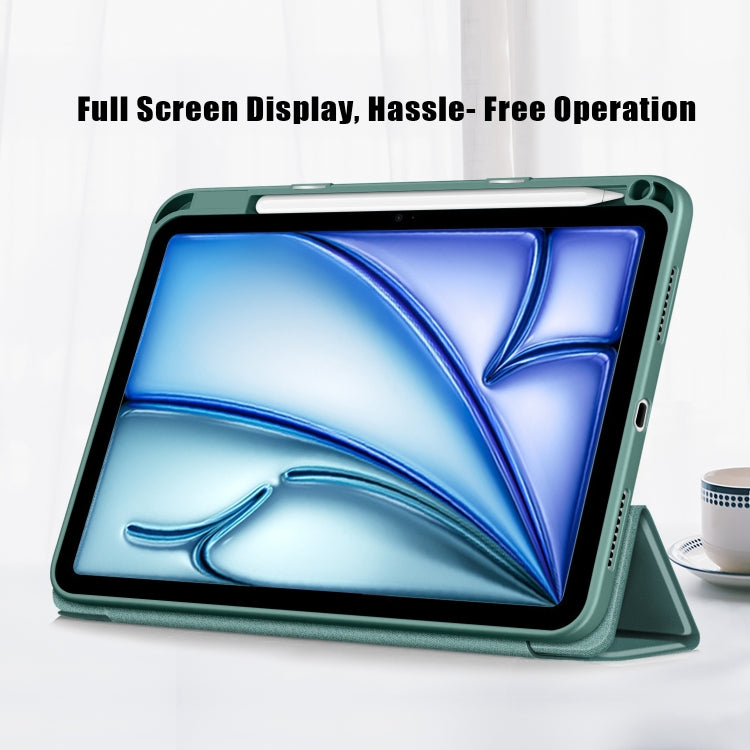 For iPad Air 11 2024 / Pro 11 2022 Acrylic 3-Fold Smart Leather Tablet Case(Deep Green) - iPad Air 11 2025 / 2024 Cases by PMC TechLife | Online Shopping South Africa | PMC TechLife | Buy Now Pay Later Mobicred