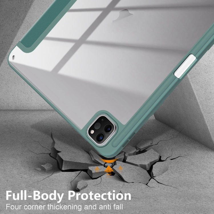 For iPad Air 11 2024 / Pro 11 2022 Acrylic 3-Fold Smart Leather Tablet Case(Deep Green) - iPad Air 11 2025 / 2024 Cases by PMC TechLife | Online Shopping South Africa | PMC TechLife | Buy Now Pay Later Mobicred