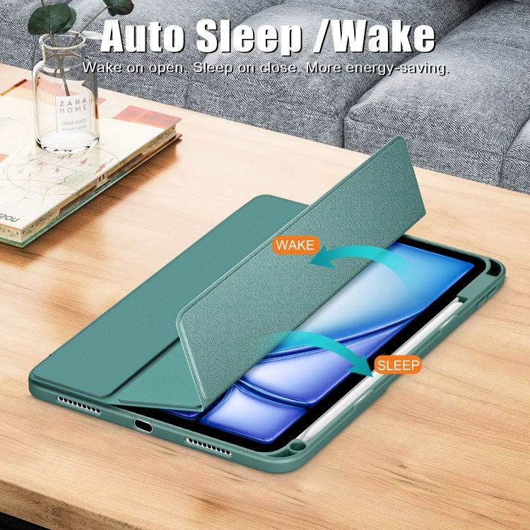 For iPad Air 11 2024 / Pro 11 2022 Acrylic 3-Fold Smart Leather Tablet Case(Deep Green) - iPad Air 11 2025 / 2024 Cases by PMC TechLife | Online Shopping South Africa | PMC TechLife | Buy Now Pay Later Mobicred