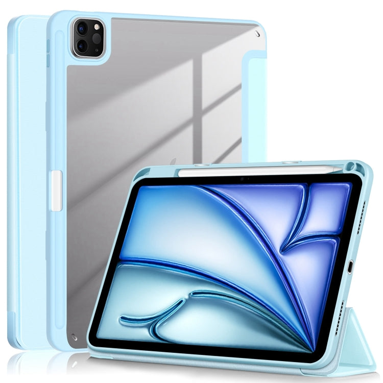For iPad Air 11 2024 / Pro 11 2022 Acrylic 3-Fold Smart Leather Tablet Case(Sky Blue) - iPad Air 11 2025 / 2024 Cases by PMC TechLife | Online Shopping South Africa | PMC TechLife | Buy Now Pay Later Mobicred