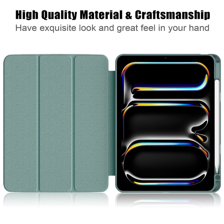 For iPad Pro 11 2024 Acrylic 3-Fold Smart Leather Tablet Case(Deep Green) - iPad Pro 11 2024 Cases by PMC TechLife | Online Shopping South Africa | PMC TechLife | Buy Now Pay Later Mobicred