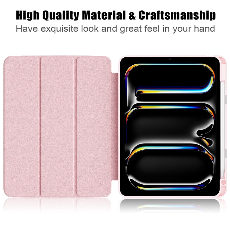 For iPad Pro 11 2024 Acrylic 3-Fold Smart Leather Tablet Case(Pink) - iPad Pro 11 2024 Cases by PMC TechLife | Online Shopping South Africa | PMC TechLife | Buy Now Pay Later Mobicred