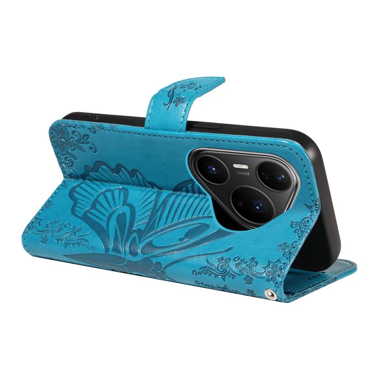 For Huawei Pura 80 Pro 5G Swallowtail Butterfly Embossed Leather Phone Case(Blue) - free shipping - PMC TechLife - Order now!