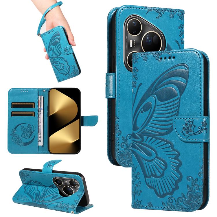 For Huawei Pura 80 Ultra 5G Swallowtail Butterfly Embossed Leather Phone Case(Blue) - free shipping - PMC TechLife - Order now!