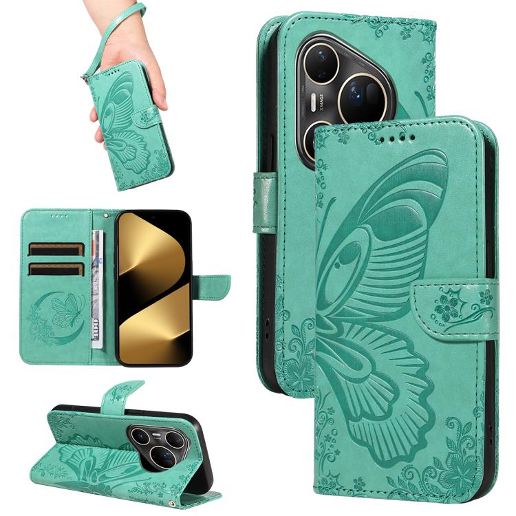 For Huawei Pura 80 Ultra 5G Swallowtail Butterfly Embossed Leather Phone Case(Green) - free shipping - PMC TechLife - Order now!