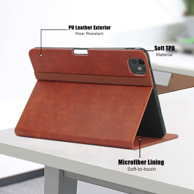 For iPad Pro 11 2024 Front Stand Smart TPU Leather Tablet Case(Brown) - iPad Pro 11 2024 Cases by PMC TechLife | Online Shopping South Africa | PMC TechLife | Buy Now Pay Later Mobicred