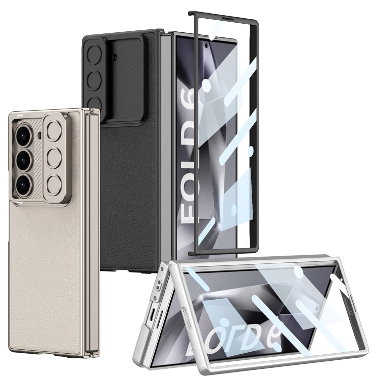 For Samsung Galaxy Z Fold6 GKK Integrated Ultra-thin Sliding Window Leather Phone Case(Silver) - free shipping - PMC Jewellery - Order now!