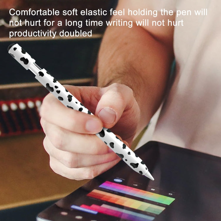 For Apple Pencil 1 Cow Pattern Stylus Silicone Protective Cover(Black) - Pencil Accessories by PMC Jewellery | Online Shopping South Africa | PMC Jewellery | Buy Now Pay Later Mobicred