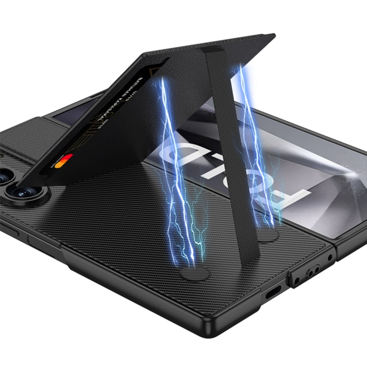 For Samsung Galaxy Z Fold6 GKK Integrated Rotor Bracket Recessed Card Bag Phone Case(Carbon Fibre Texture) - free shipping - PMC Jewellery - Order now!