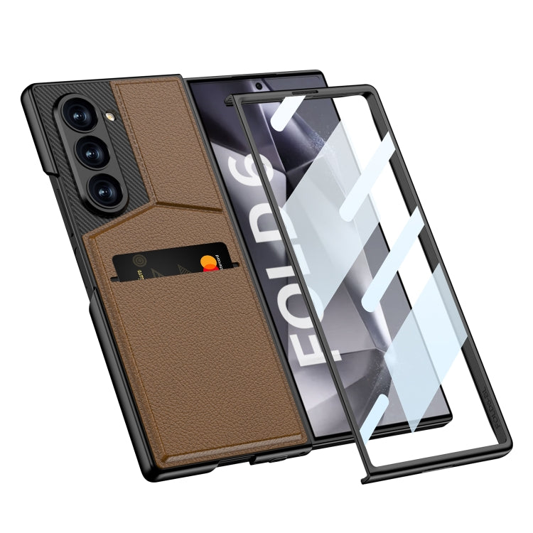 For Samsung Galaxy Z Fold6 GKK Integrated Rotor Bracket Recessed Card Bag Phone Case(Carbon Fibre Texture) - free shipping - PMC Jewellery - Order now!