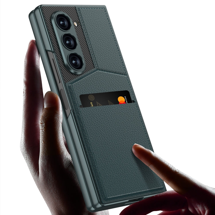 For Samsung Galaxy Z Fold6 GKK Integrated Rotor Bracket Recessed Card Bag Phone Case(Carbon Fibre Texture) - free shipping - PMC Jewellery - Order now!