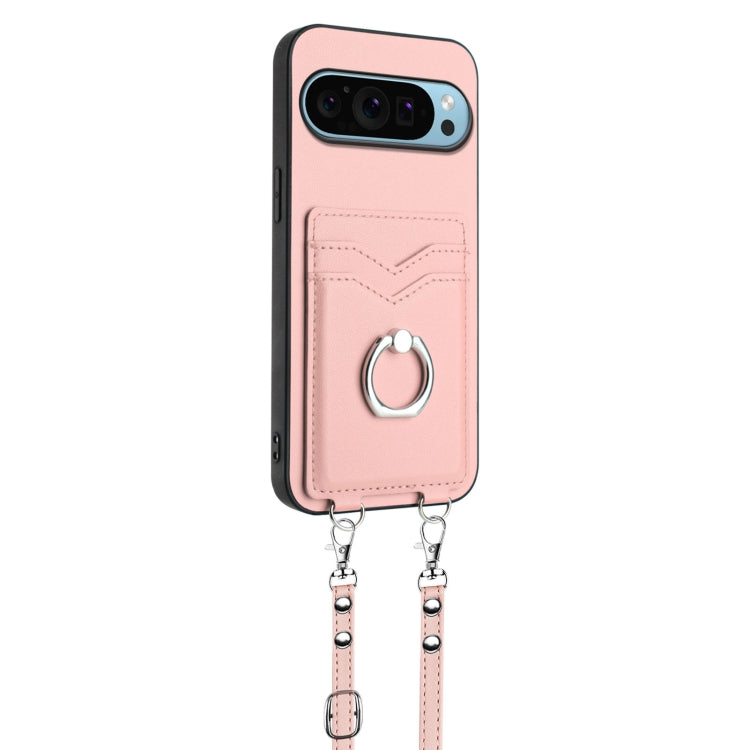For Google Pixel 9 Pro XL R20 Crossbody Rope Ring Card Holder Phone Case(Pink) - Google Cases by PMC TechLife | Online Shopping South Africa | PMC TechLife | Buy Now Pay Later Mobicred