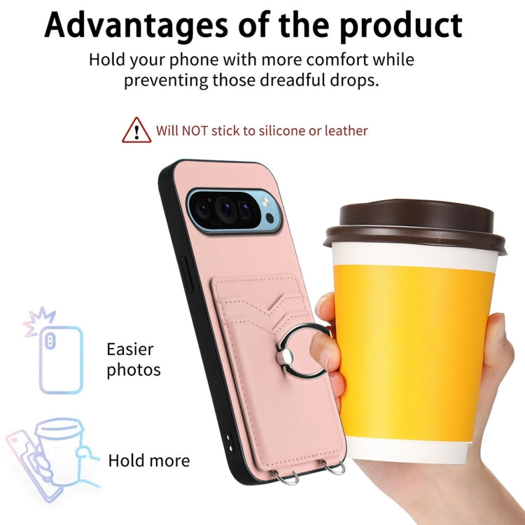 For Google Pixel 9 Pro XL R20 Crossbody Rope Ring Card Holder Phone Case(Pink) - Google Cases by PMC TechLife | Online Shopping South Africa | PMC TechLife | Buy Now Pay Later Mobicred