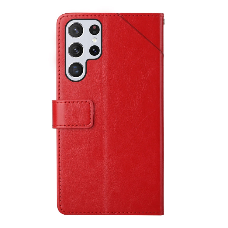 For Samsung Galaxy S25 Ultra 5G Y-shaped Pattern Flip Leather Phone Case(Red) - free shipping - PMC TechLife - Order now!