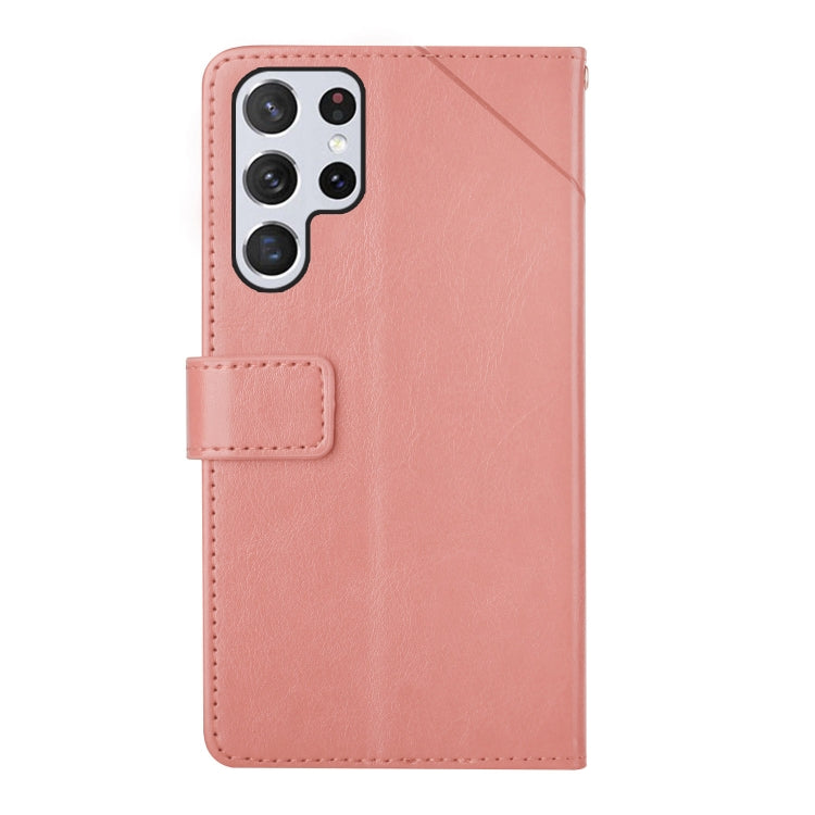 For Samsung Galaxy S25 Ultra 5G Y-shaped Pattern Flip Leather Phone Case(Pink) - Galaxy S25 Ultra 5G Cases by PMC TechLife | Online Shopping South Africa | PMC TechLife | Buy Now Pay Later Mobicred