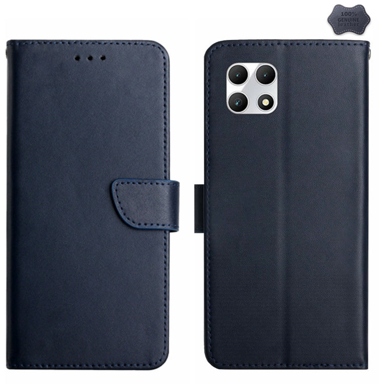 For T-Mobile REVVL 7 5G HT02 Genuine Leather Fingerprint-proof Flip Phone Case(Blue) - More Brand by PMC TechLife | Online Shopping South Africa | PMC TechLife | Buy Now Pay Later Mobicred