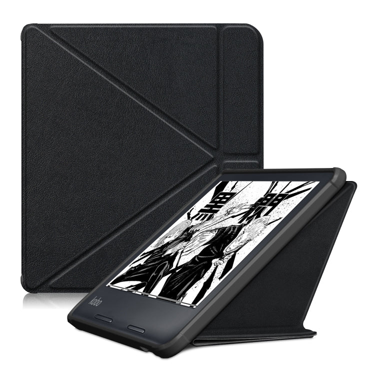 For Kobo Libra Colour 2024 Solid Color Deformation TPU Leather Smart Tablet Case(Black) - Others by PMC Jewellery | Online Shopping South Africa | PMC Jewellery | Buy Now Pay Later Mobicred