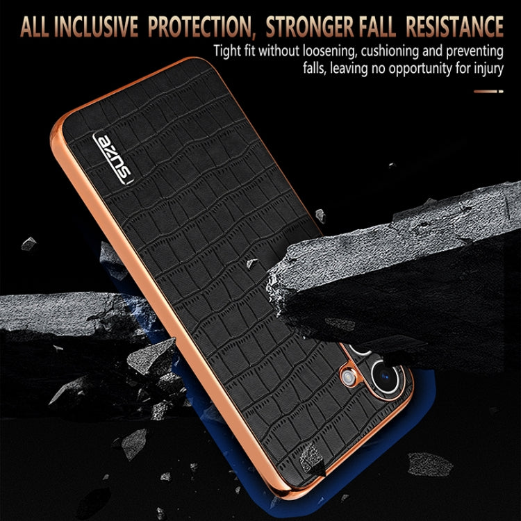 For Samsung Galaxy S25+ 5G AZNS Electroplated Frame Crocodile Texture Full Coverage Phone Case(White) - free shipping - PMC Jewellery - Order now!